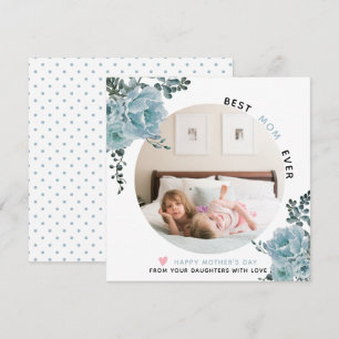 Cartão De Festividades Flores azuis Melhor Mãe Foto de Dia de as mães H