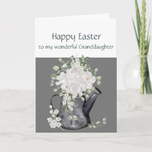 Cartão De Festividades Flores Brancas Felzs pascoa da neta Floral