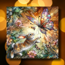 Cartão De Festividades Flores Coloridas De Vidro, Páscoa De Coelho