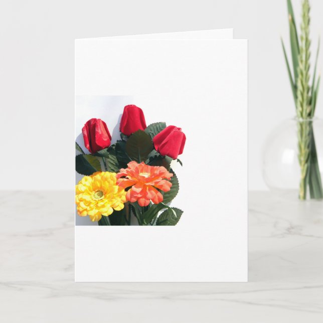 Cartão De Festividades Flores com várias cores (Frente)