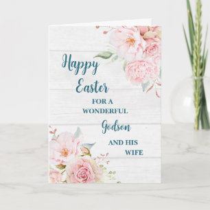 Cartão De Festividades Flores da primavera Felz pascoa Godson e sua espos