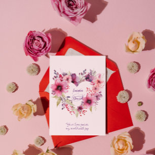 Cartão De Festividades Flores de Amor Floral Nomes e Textos Personali