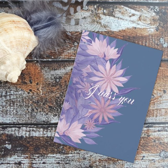 Cartão De Festividades Flores de aquarela. Sinto saudades de você (Criador carregado)