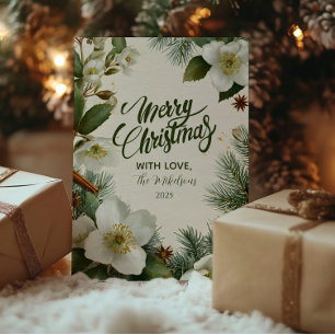 Cartão De Festividades Flores de inverno brancas de Natal