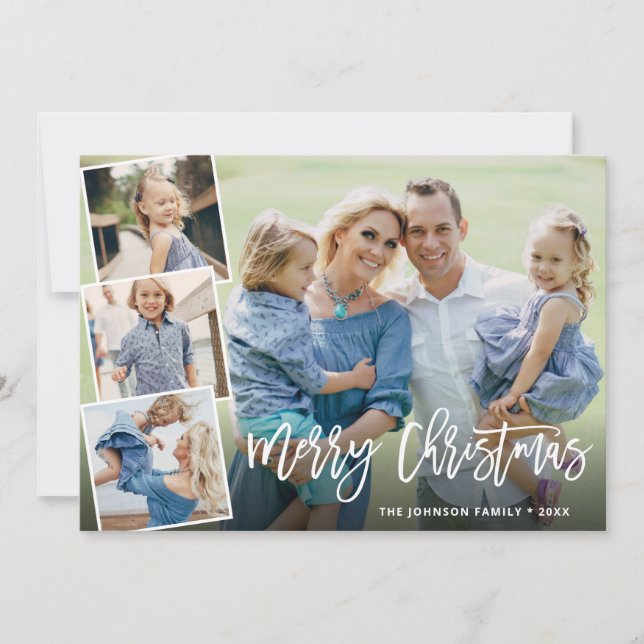 Cartão De Festividades Flores de inverno de Natal Elegantes 3 Saudação Fo (Frente)