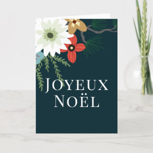Cartão De Festividades Flores de Inverno de Natal Joyeux Noël