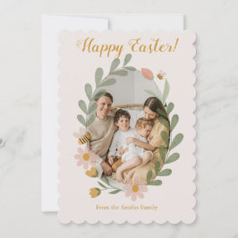 Cartão De Festividades Flores de Mola de Aquarela Rosa Gingham