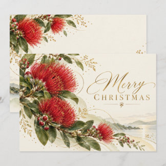 Cartão De Festividades Flores de Natal da Nova Zelândia Pōhutukawa