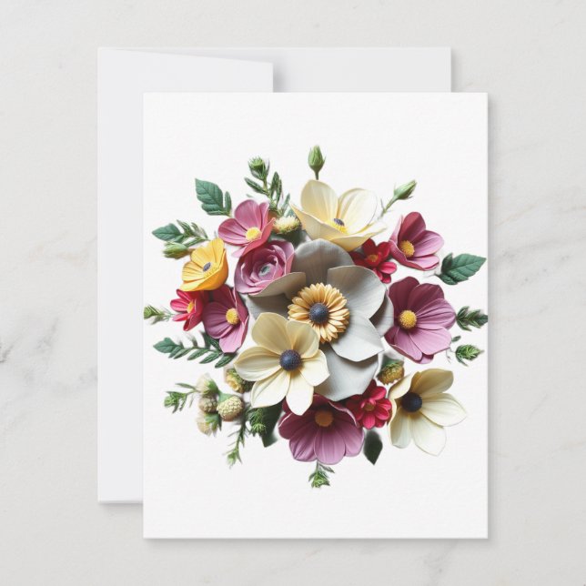 Cartão De Festividades Flores de Petit 3D (Frente)