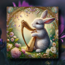 Cartão De Festividades Flores de primavera, Páscoa de coelhos musicais