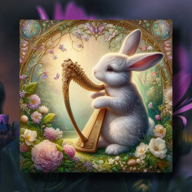 Cartão De Festividades Flores de primavera, Páscoa de coelhos musicais (Criador carregado)