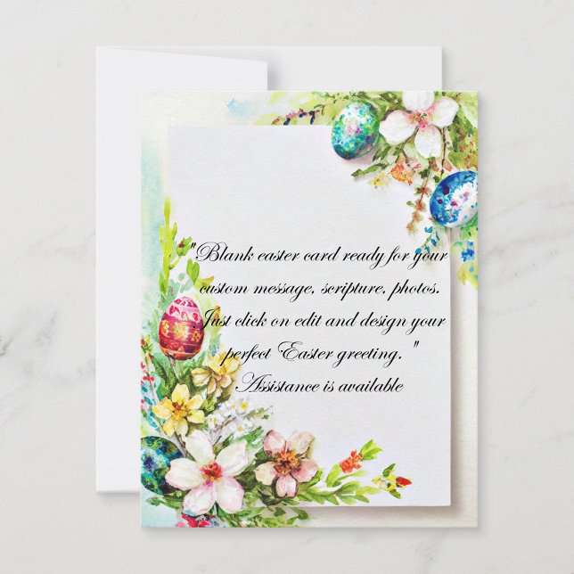 Cartão De Festividades Flores e ovos de Páscoa papelaria em branco (Criador carregado)