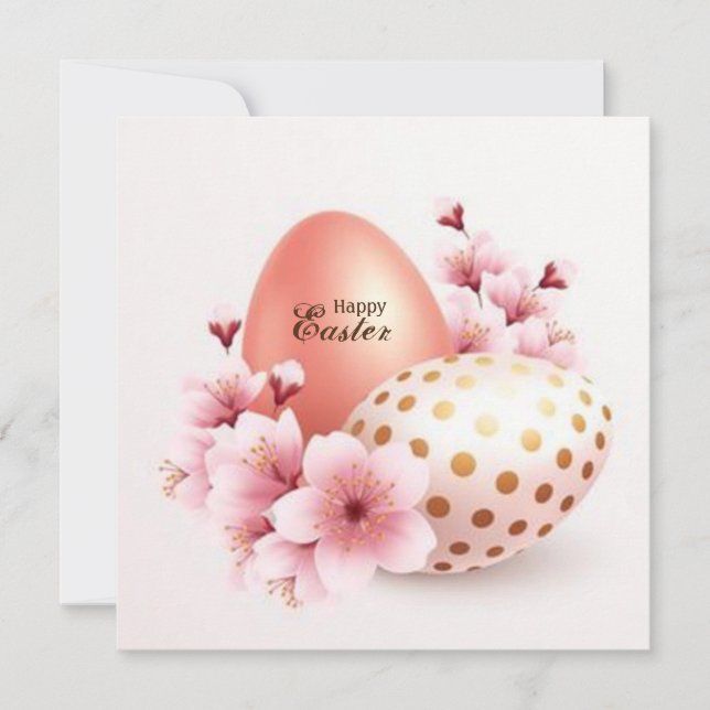 Cartão De Festividades Flores e ovos Feliz Páscoa (Frente)