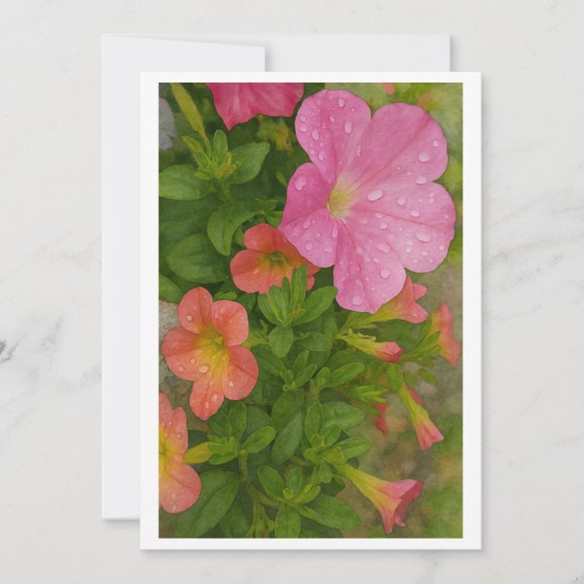 Cartão De Festividades Flores em Aquarela (Frente)