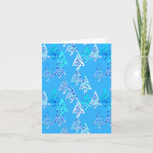 Cartão De Festividades Flores modernas árvores de Natal - azul-céu