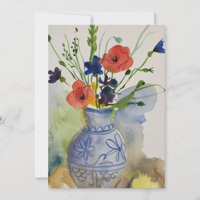 Cartão De Festividades Flores modernas de aquarela (Frente)
