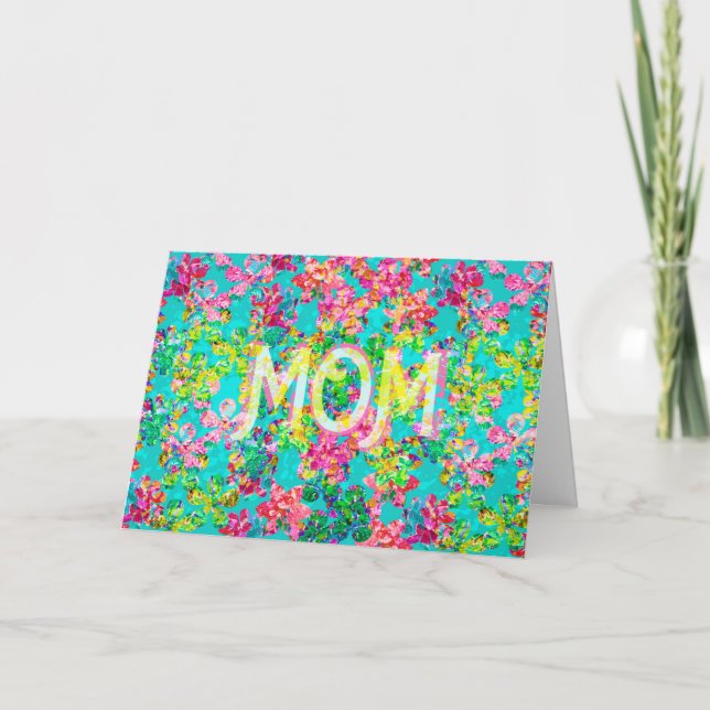 Cartão De Festividades Flores para a Mamãe (Frente)