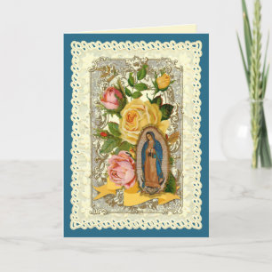 Cartão De Festividades Flores Religiosas Guadalupe Católicas Aniversário 