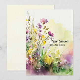 Cartão De Festividades Flores Silvestres Aquarela Dia das Mães Roxo Amare