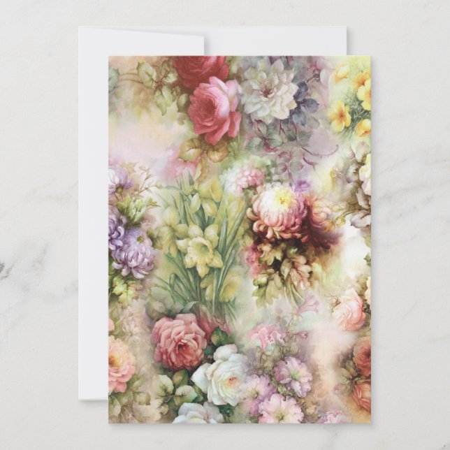 Cartão De Festividades Flores Vintage (Frente)