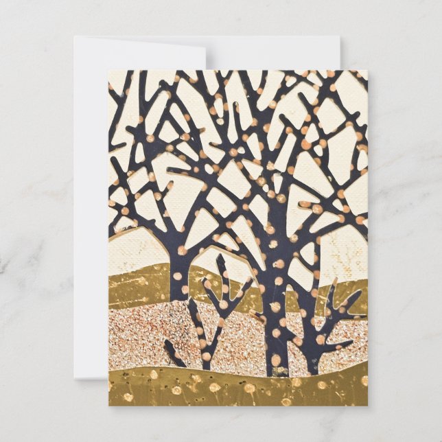 Cartão De Festividades Floresta, azul e dourado (Frente)