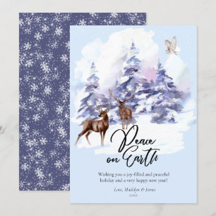 Cartão De Festividades Floresta da Floresta Aquarela Paz na Terra 