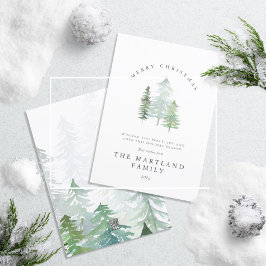 Cartão De Festividades Floresta de Aquarela Feliz Natal