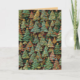 Cartão De Festividades Floresta de Árvore de Natal Whimsey