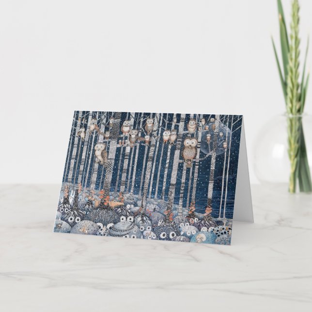 Cartão De Festividades Floresta de Coruja (Frente)