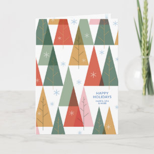 Cartão De Festividades Floresta de Férias Geométricas