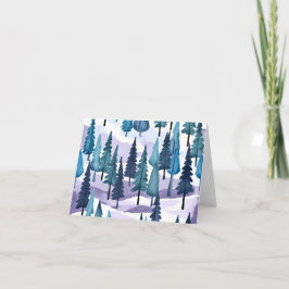 Cartão De Festividades Floresta de Inverno Nevada | Aquarela de Natal Rox