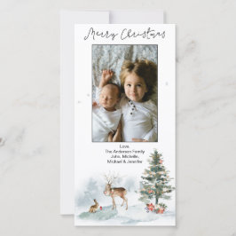 Cartão De Festividades Floresta de Madeira Feliz Natal