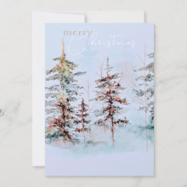 Cartão De Festividades Floresta de Pinheiros de Natal em Aquarela Elegant