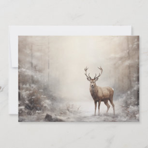 Cartão De Festividades Floresta de Veados Vintage Inverno Natal Feliz