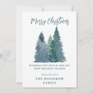 Cartão De Festividades Floresta em Aquarela Neve Feliz Natal Feriado