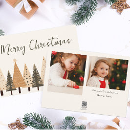 Cartão De Festividades Floresta Nêutrica de Inverno Duas Fotografias de N