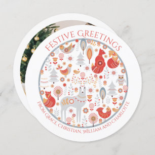 Cartão De Festividades Floresta Nórdica Escandinava Personalizada do Nata