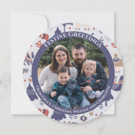 Cartão De Festividades Floresta Nórdica Escandinava Personalizada do Nata