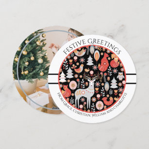 Cartão De Festividades Floresta Nórdica Escandinava Personalizada do Nata