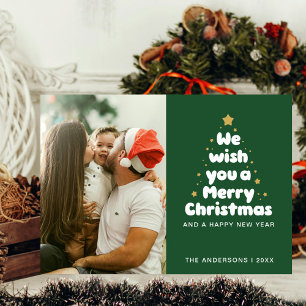 Cartão De Festividades Floresta Verde Árvore Alegre Beijo Familiar Infant
