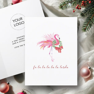 Cartão De Festividades Flórida Aquarela Flamingo Rosa Praia Natal