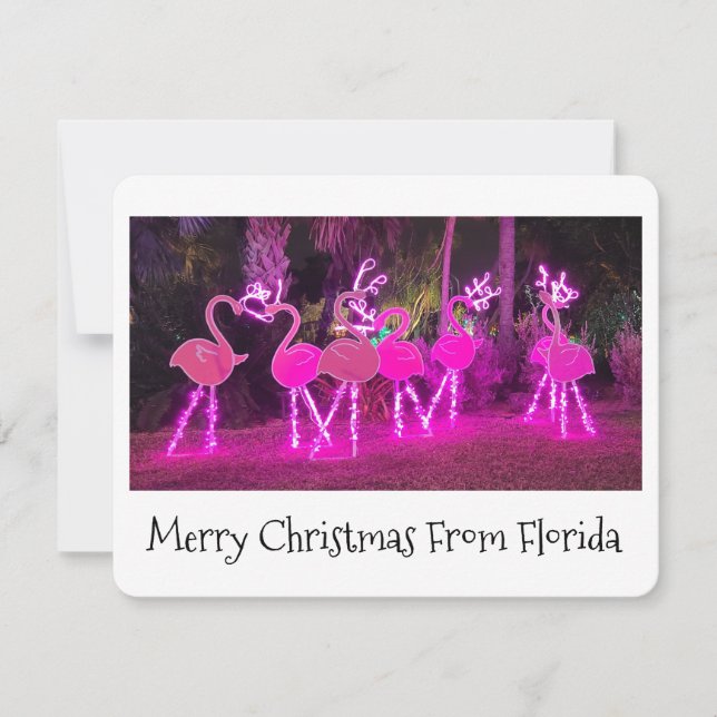 Cartão De Festividades Florida Flamingo Christmas Card (Frente)