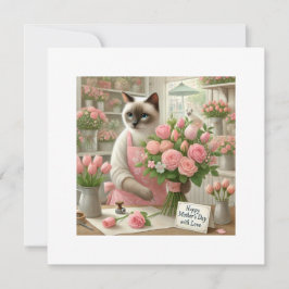 Cartão De Festividades Florista de Gatos para o Dia das Mães Gata MÃE