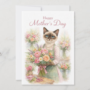 Cartão De Festividades Florista do Dia das Mães Gato