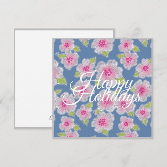 Cartão De Festividades Flowers Elegance Happy Holidays Card (Frente/Verso)