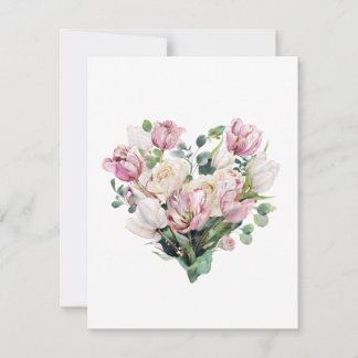 Cartão De Festividades Flowers in Heart Shape, Valentine's Day Card
