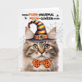 Cartão De Festividades Fluffy Tabby Halloween Cat PURRanormal MEOWolbetwe