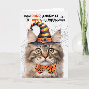 Cartão De Festividades Fluffy Tabby Halloween Cat PURRanormal MEOWolbetwe