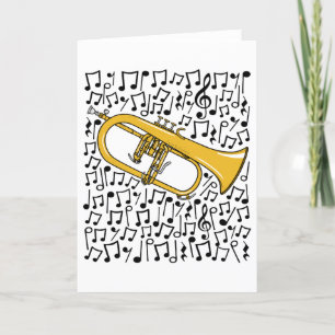 Cartão De Festividades Flugelhorn Musical Notes Hornist Brass Musical
