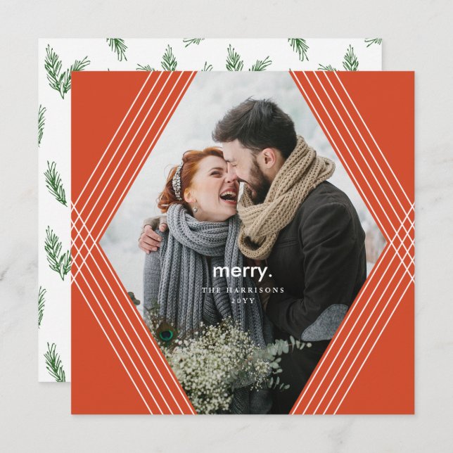 Cartão De Festividades Foco Festivo | Laranja Horizontal | Foto (Frente/Verso)